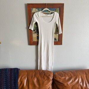 Vince White Ribbed Maxi Dress